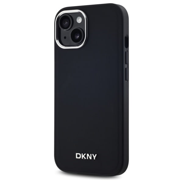 DKNY Plain Logo MagSafe iPhone 15 Kotelo - Musta
