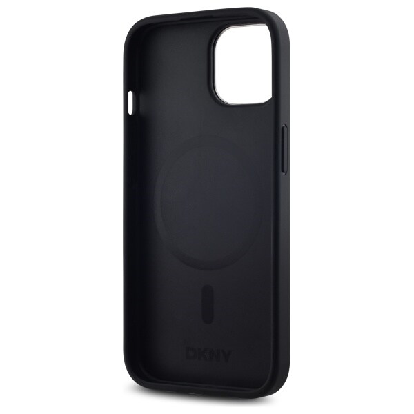 DKNY Plain Logo MagSafe iPhone 15 Kotelo - Musta