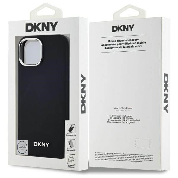 DKNY Plain Logo MagSafe iPhone 15 Kotelo - Musta