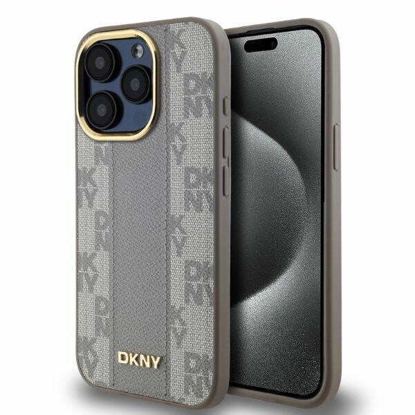 DKNY Nahka Checkered Mono Pattern MagSafe iPhone 15 Pro Max Case - Beige
