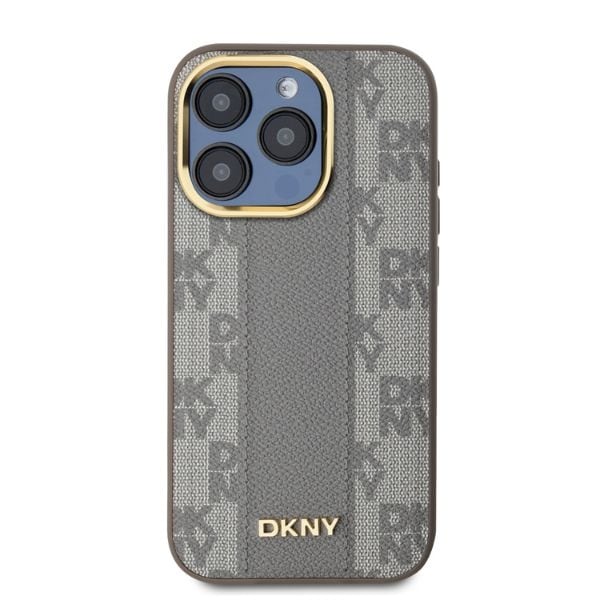 DKNY Nahka Checkered Mono Pattern MagSafe iPhone 15 Pro Max Case - Beige