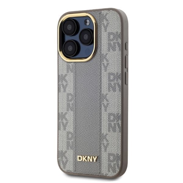 DKNY Nahka Checkered Mono Pattern MagSafe iPhone 15 Pro Max Case - Beige