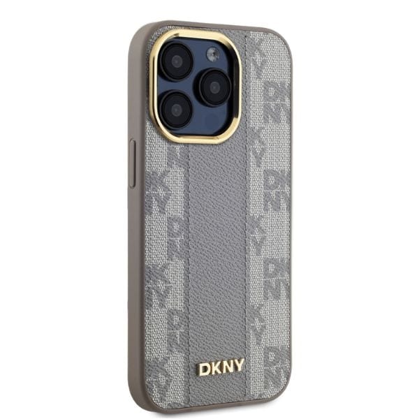 DKNY Nahka Checkered Mono Pattern MagSafe iPhone 15 Pro Max Case - Beige