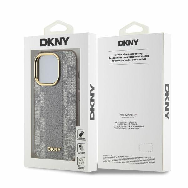 DKNY Nahka Checkered Mono Pattern MagSafe iPhone 15 Pro Max Case - Beige
