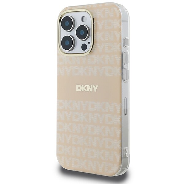 DKNY Repeat Texture Pattern & Stripe MagSafe iPhone 16 Pro Case - vaaleanpunainen