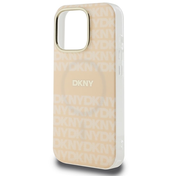 DKNY Repeat Texture Pattern & Stripe MagSafe iPhone 16 Pro Case - vaaleanpunainen