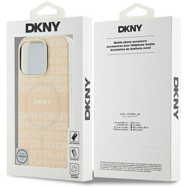 DKNY Repeat Texture Pattern & Stripe MagSafe iPhone 16 Pro Case - vaaleanpunainen