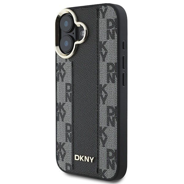DKNY Checkered Pattern Magsafe iPhone 16 Case - Musta