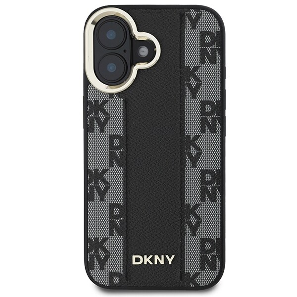 DKNY Checkered Pattern Magsafe iPhone 16 Case - Musta