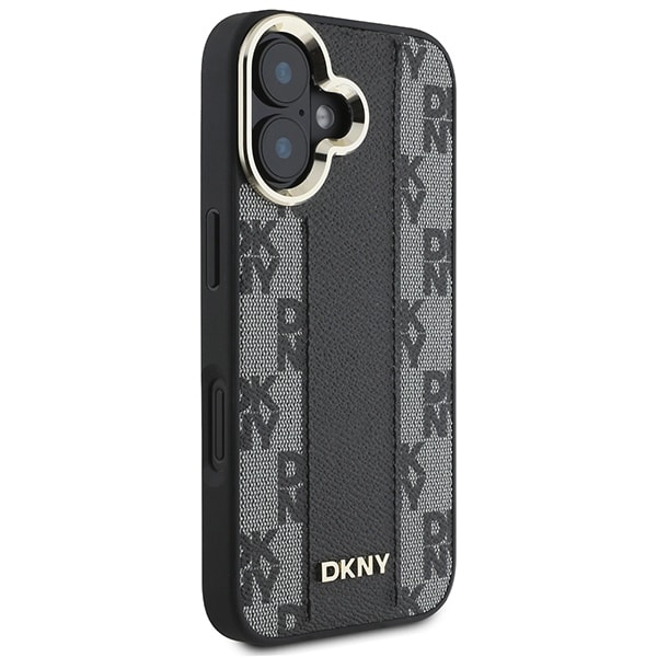 DKNY Checkered Pattern Magsafe iPhone 16 Case - Musta