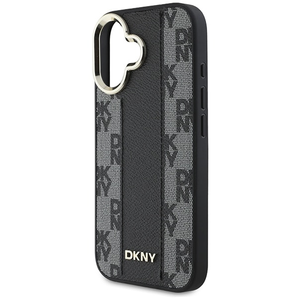 DKNY Checkered Pattern Magsafe iPhone 16 Case - Musta