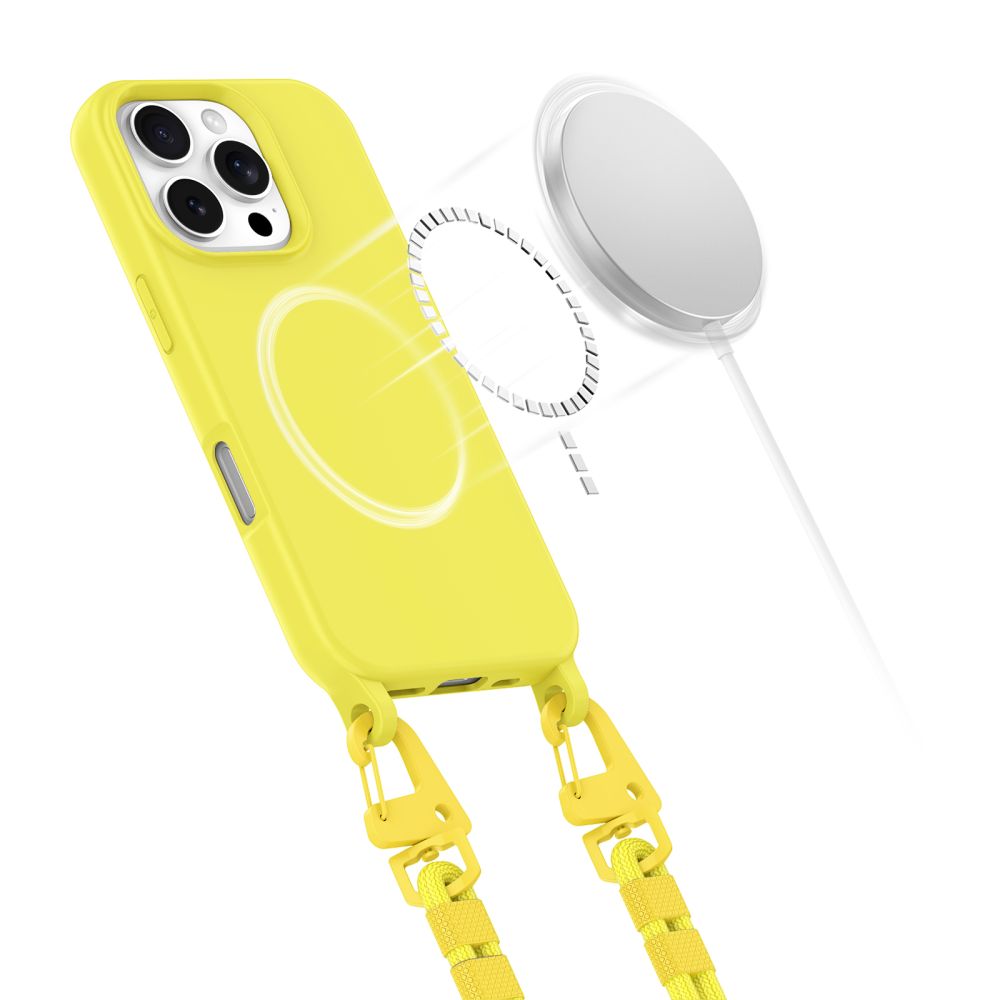 Tech-Protect MagNecklace MagSafe-kotelo, jossa on kaulanauha iPhone 16 Pro Maxille - keltainen