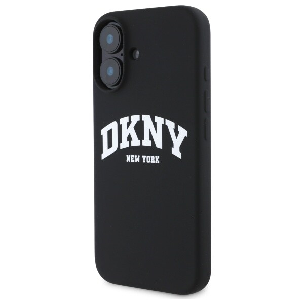 DKNY Silikoni valkoinen painettu logo MagSafe iPhone 16 Case - musta