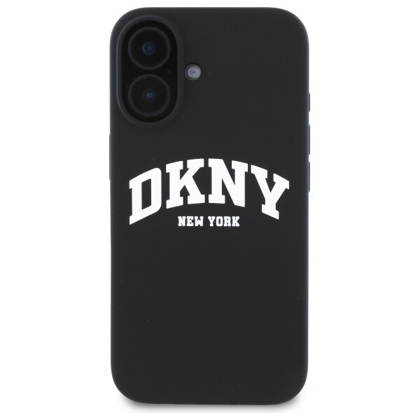 DKNY Silikoni valkoinen painettu logo MagSafe iPhone 16 Case - musta