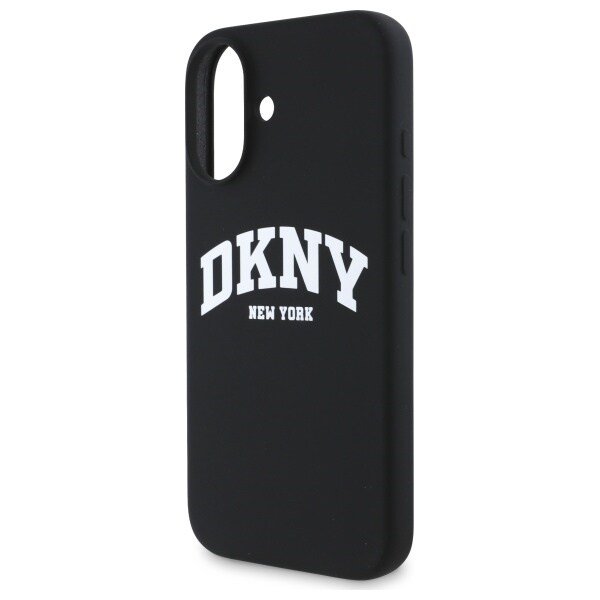 DKNY Silikoni valkoinen painettu logo MagSafe iPhone 16 Case - musta