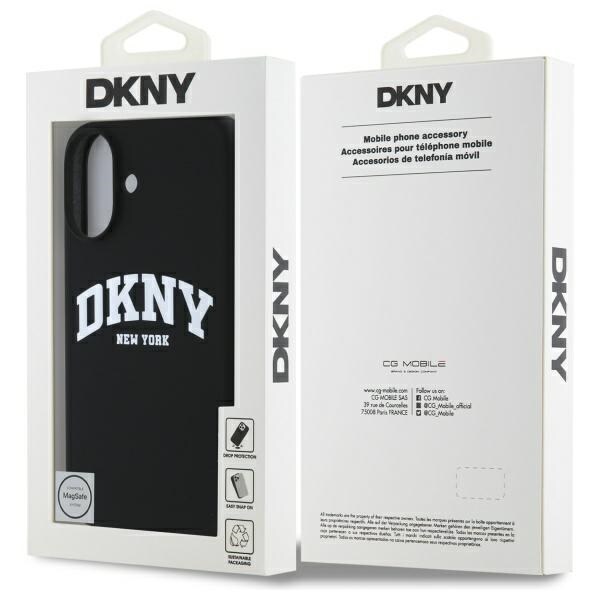 DKNY Silikoni valkoinen painettu logo MagSafe iPhone 16 Case - musta