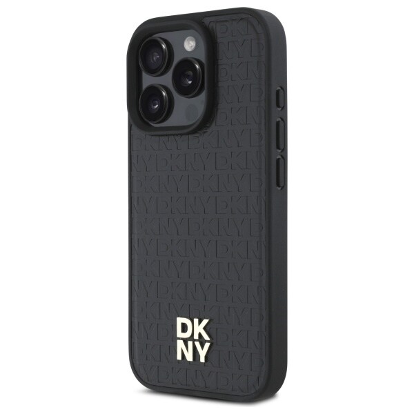 DKNY Repeat Pattern Stack Logo MagSafe iPhone 16 Pro Max Case - Musta
