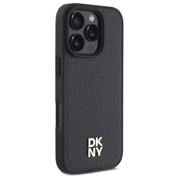 DKNY Repeat Pattern Stack Logo MagSafe iPhone 16 Pro Max Case - Musta