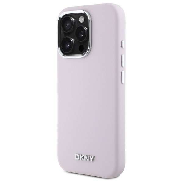 DKNY neste silikoni pieni metalli logo MagSafe iPhone 16 Pro Max tapauksessa - vaaleanpunainen