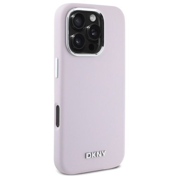 DKNY neste silikoni pieni metalli logo MagSafe iPhone 16 Pro Max tapauksessa - vaaleanpunainen