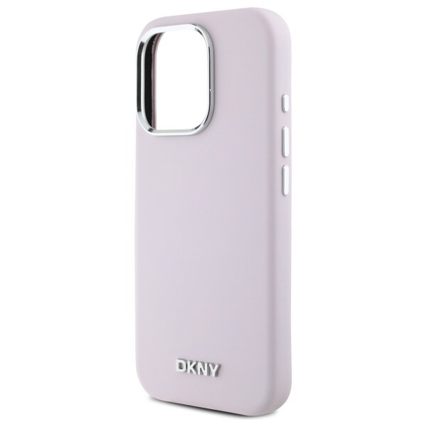 DKNY neste silikoni pieni metalli logo MagSafe iPhone 16 Pro Max tapauksessa - vaaleanpunainen
