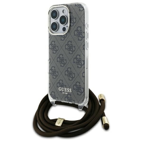 Guess Crossbody Cord 4G Print Case for iPhone 16 Pro Max - ruskea