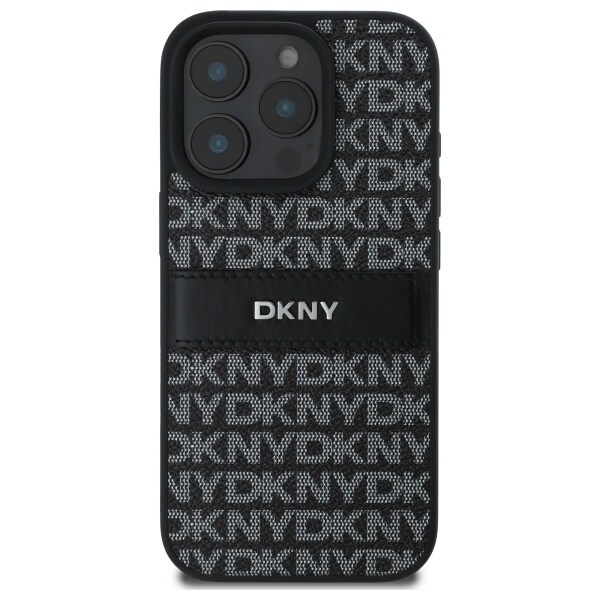 DKNY Texture Pattern Tonal Stripe iPhone 16 Pro Case - Musta