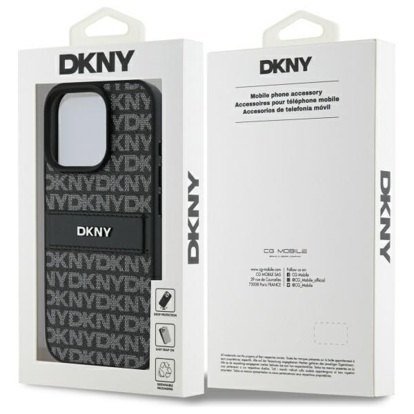 DKNY Texture Pattern Tonal Stripe iPhone 16 Pro Case - Musta