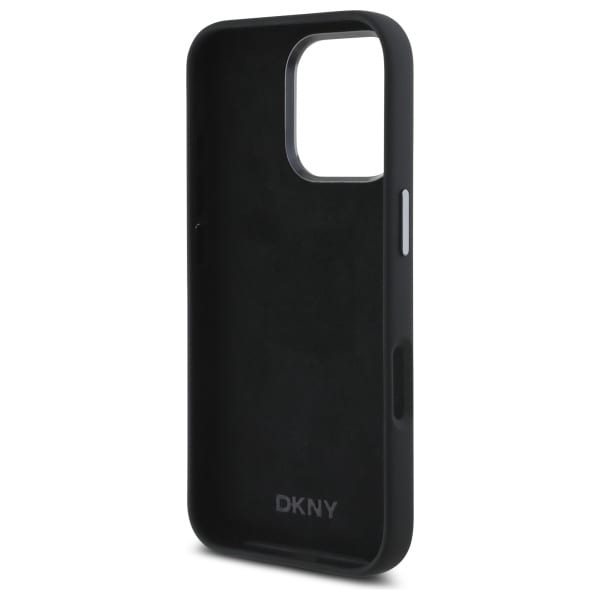 DKNY neste silikoni metalli logo iPhone 16 Pro Case - musta