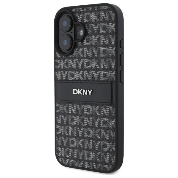 DKNY Tekstuuri kuvio Tonal Stripe iPhone 16 Kotelo - Musta