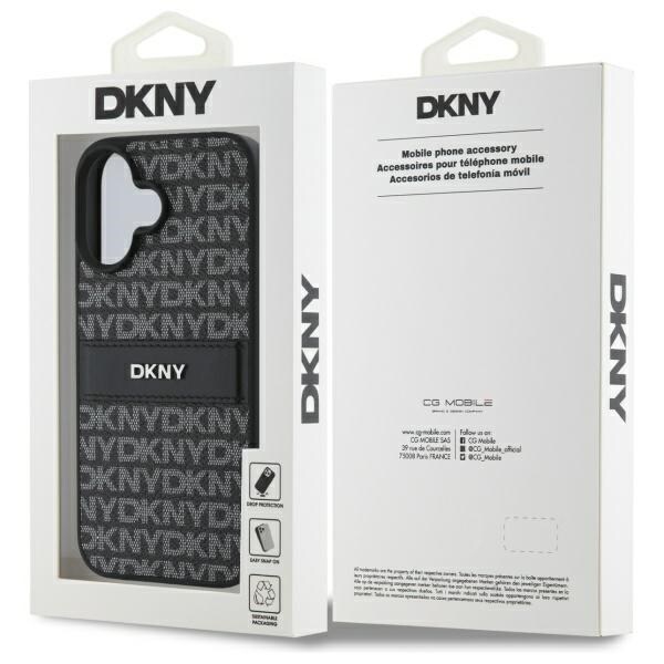 DKNY Tekstuuri kuvio Tonal Stripe iPhone 16 Kotelo - Musta
