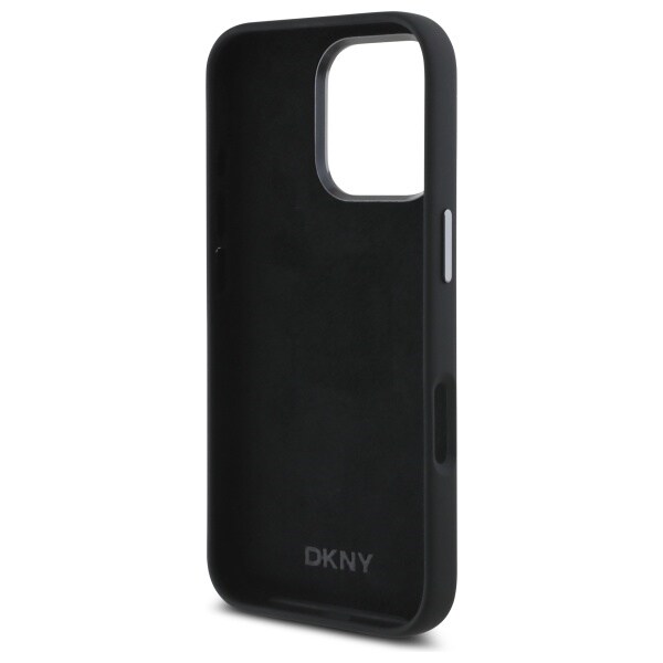 DKNY neste silikoni metalli logo iPhone 16 Pro Max tapauksessa - musta