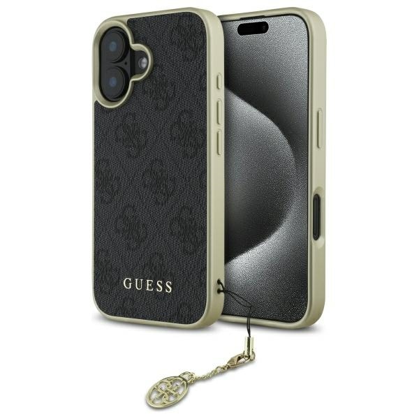 Guess 4G Charms Collection -kotelo iPhone 16:lle - musta