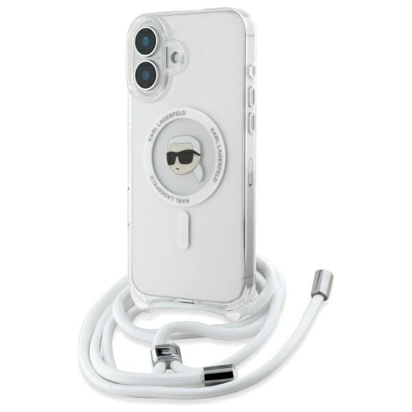 Karl Lagerfeld Crossbody IML Karl Head Magsafe Case varten iPhone 16 - Kirkas