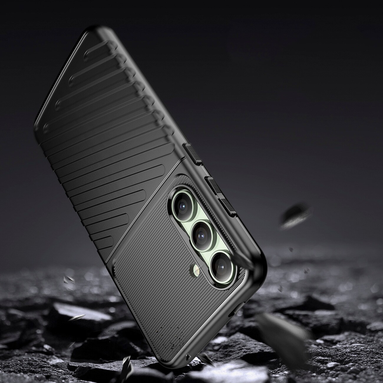 Thunder kotelo Samsung Galaxy S24 FE silikoni panssaroitu suojus - musta