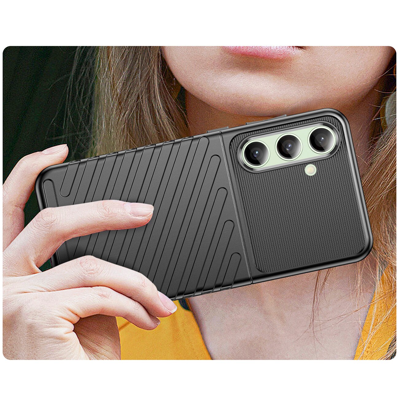 Thunder kotelo Samsung Galaxy S24 FE silikoni panssaroitu suojus - musta