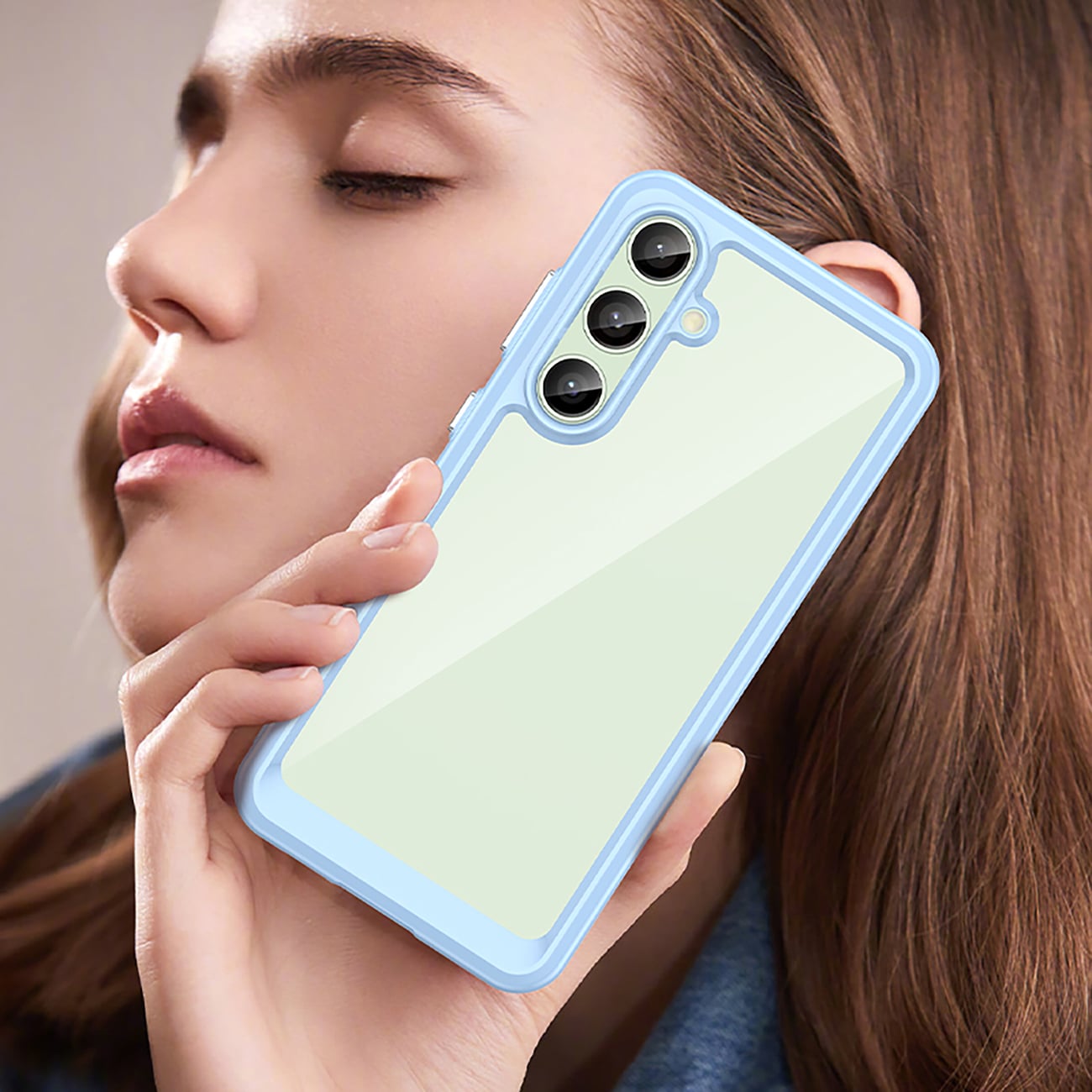 Ulkoavaruuden suojakotelo geelikehyksellä Samsung Galaxy S24 FE:lle - sininen