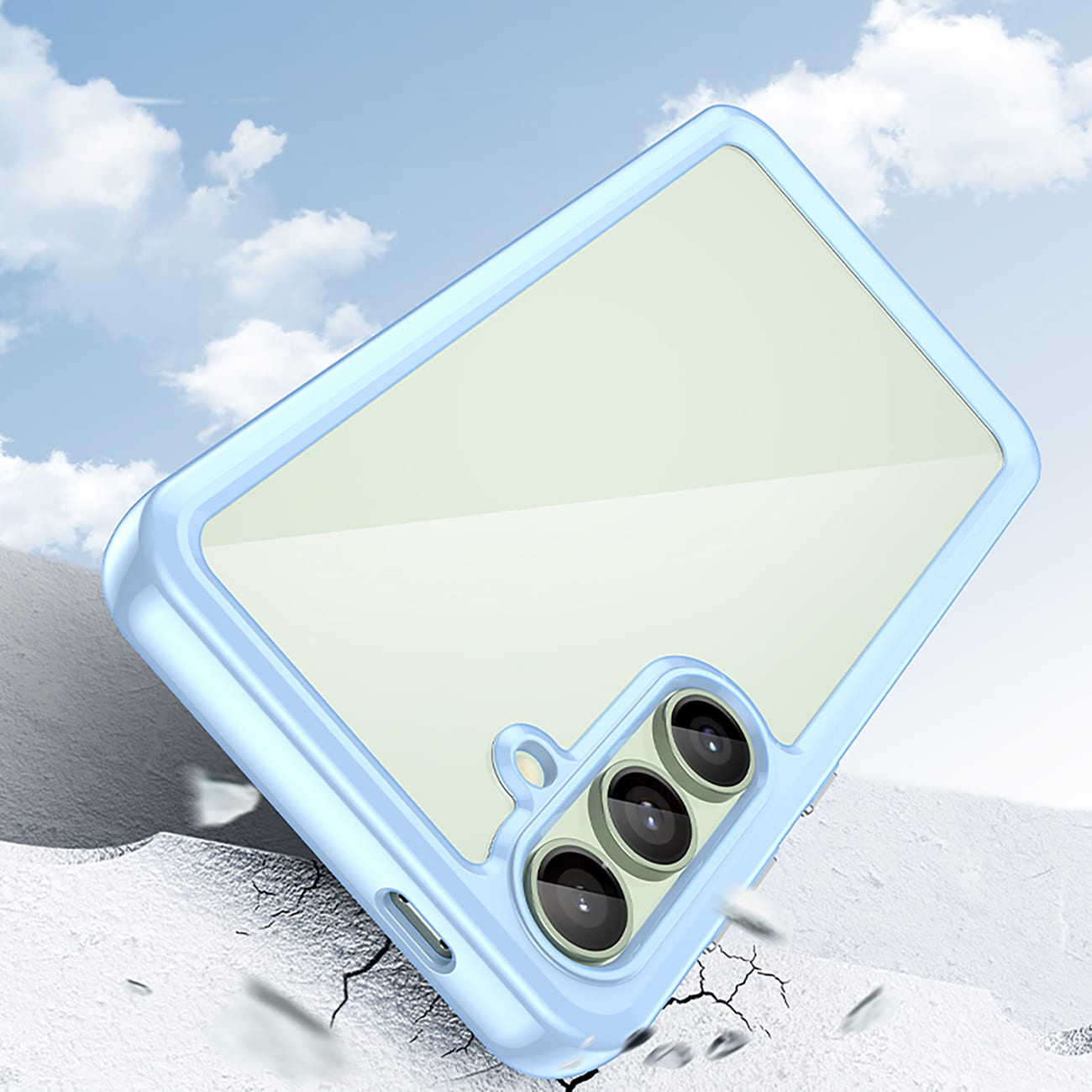 Ulkoavaruuden suojakotelo geelikehyksellä Samsung Galaxy S24 FE:lle - sininen