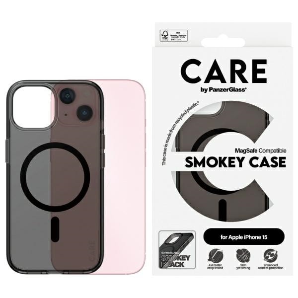 Care PanzerGlass Lippulaivakotelo MagSafe iPhone 15:lle - musta