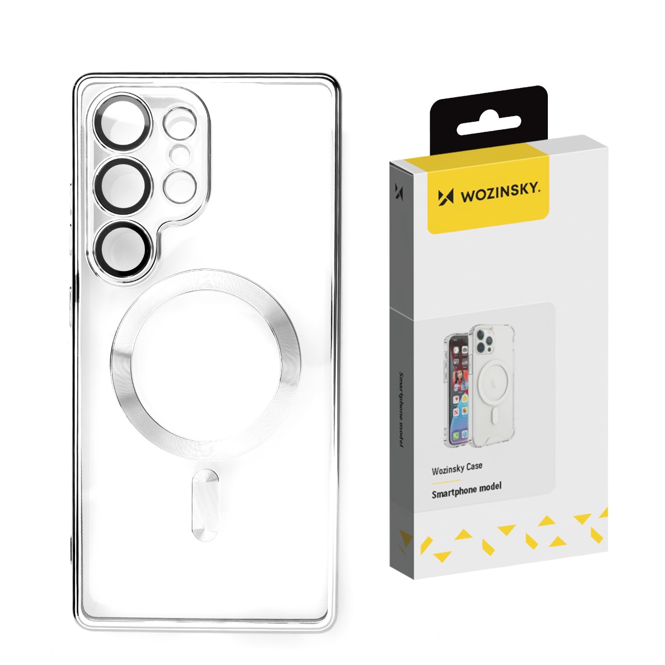 Wozinsky Galvanoitu kotelo magneettiturvajärjestelmällä Samsung Galaxy S25+:lle - hopea