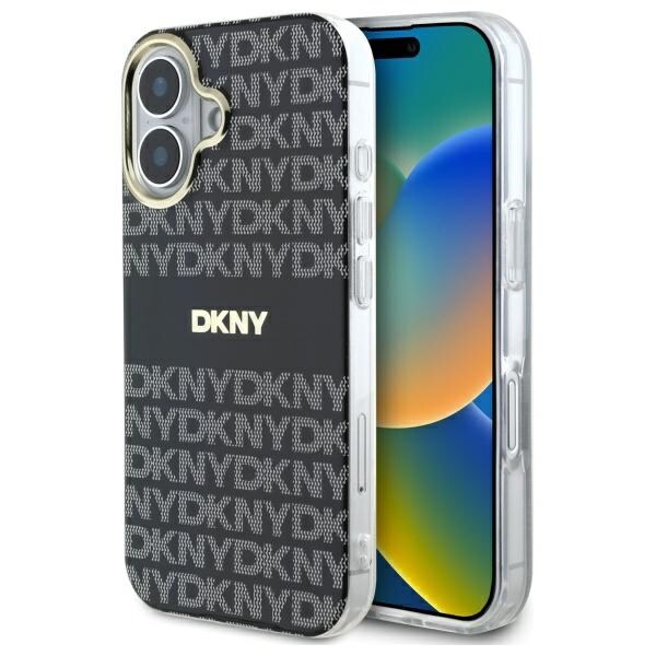 DKNY Toista tekstuuri kuvio raita iPhone 16 Case - musta