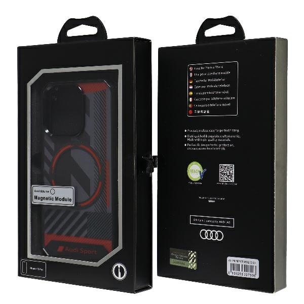 Audi IML Sport MagSafe Case iPhone 15 Pro 6.1" musta/musta kovakotelo AU-IMLMIP15P-RSQ/D2-BK