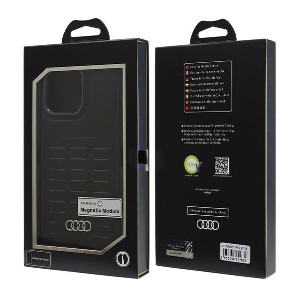 Audi Synteettinen nahka MagSafe iPhone 16 Pro Max 6.9" musta kotelo AU-TPUPCMIP16PM-GT/D3-BK