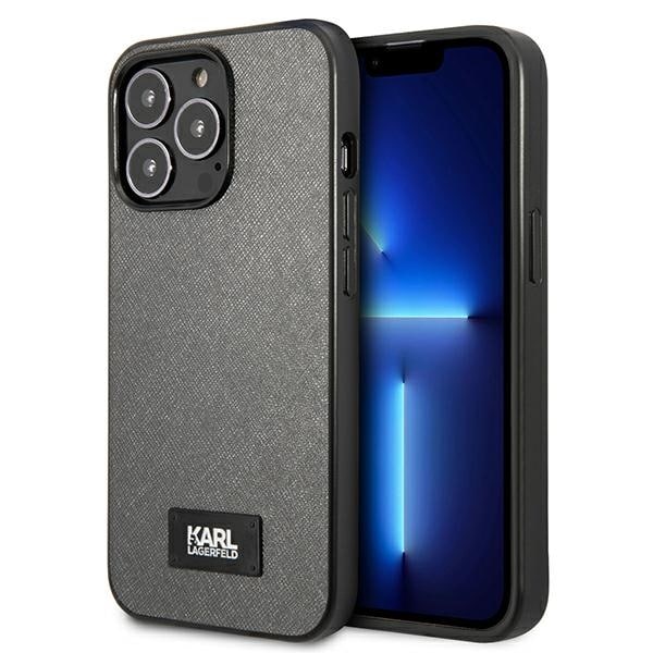 Karl Lagerfeld Saffiano Plaque kotelo iPhone 13 Pro / 13 6.1" - hopea