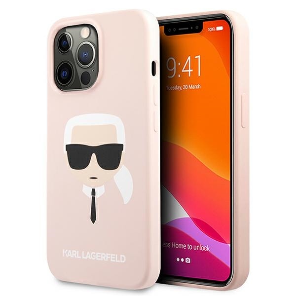 Karl Lagerfeld Silikoni Karl's Head Case for iPhone 13 Pro Max 6.7" - vaaleanpunainen