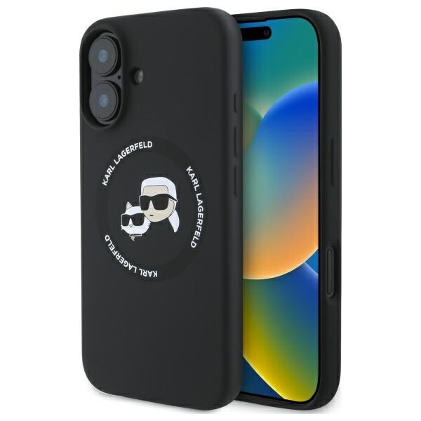 Karl Lagerfeld KLHMP16SSKCHTCK iPhone 16 6.1" musta kovakotelo Silikoni Karl&Choupette MagSafe