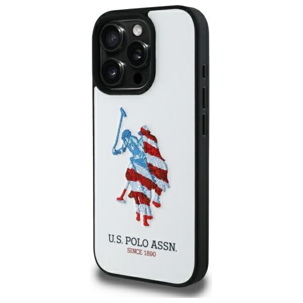 US Polo USHCP15XPUSH iPhone 15 Pro Max 6.7" valkoinen/valkoinen nahka Big DH Amerikan lippu