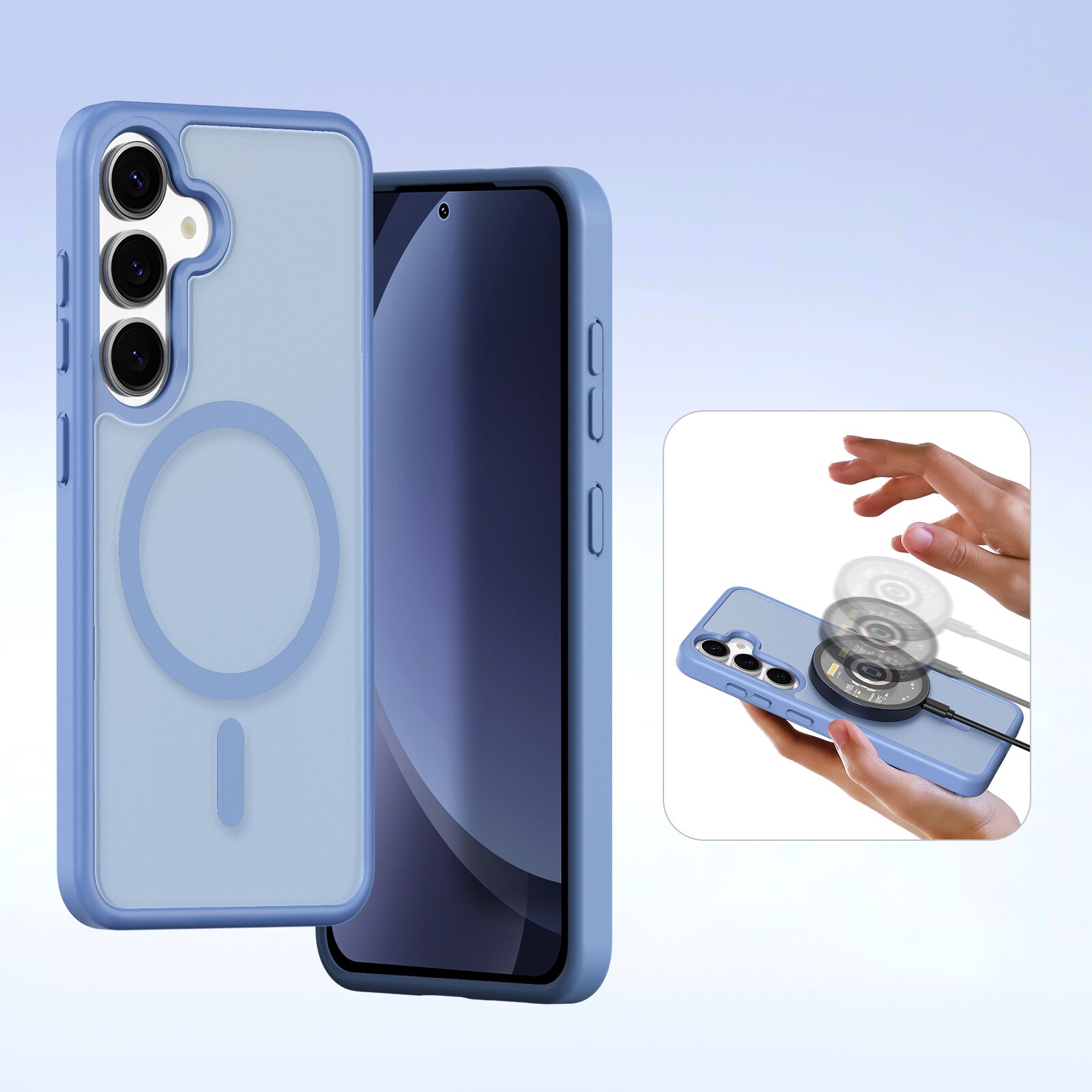 Dux Ducis Lawa Nahkakotelo Samsung Galaxy S25+ irrotettavalla magneettilompakolla - sininen