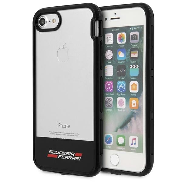 Ferrari Racing Shield kotelo iPhone 7 / 8 / SE 2020 / SE 2022 - Puoliksi läpinäkyvä