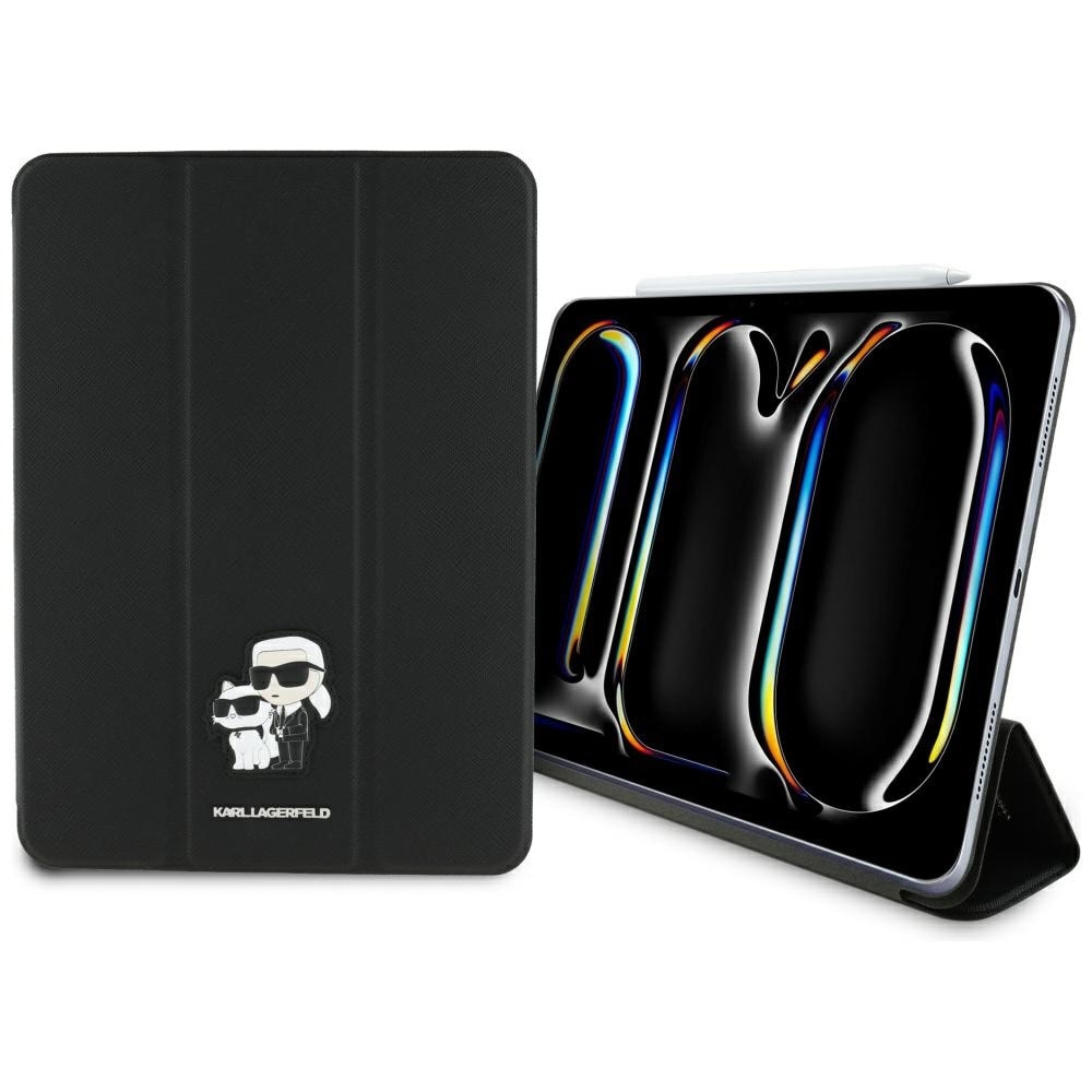Karl Lagerfeld Saffiano Magneettinen iPad Pro 11" 2024 kirjasuojakotelo - Musta
